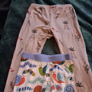 Source Unknown Pink Floral Pajama Pants with Colorful Snail-Print Shorts